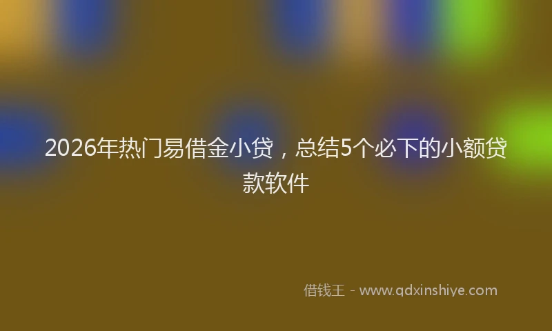 2026年热门易借金小贷，总结5个必下的小额贷款软件