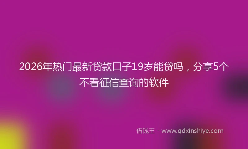 2026年热门最新贷款口子19岁能贷吗,分享5个不看征信查询的软件