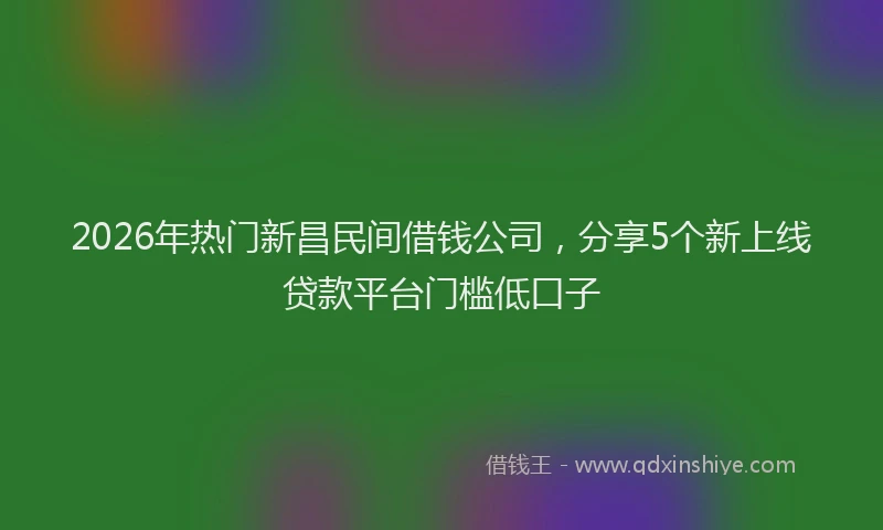 2026年热门新昌民间借钱公司，分享5个新上线贷款平台门槛低口子