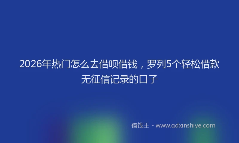 2026年热门怎么去借呗借钱，罗列5个轻松借款无征信记录的口子