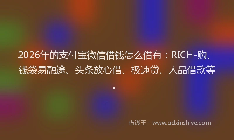 2026年的支付宝微信借钱怎么借有：RICH-购、钱袋易融途、头条放心借、极速贷、人品借款等。