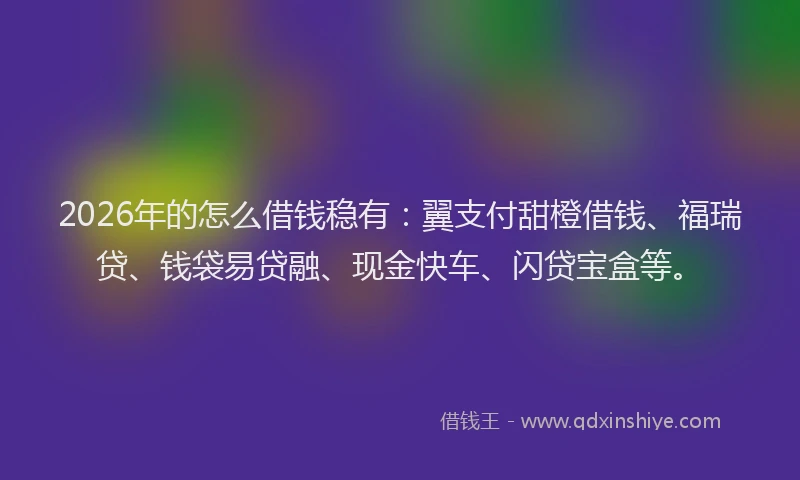 2026年的怎么借钱稳有：翼支付甜橙借钱、福瑞贷、钱袋易贷融、现金快车、闪贷宝盒等。