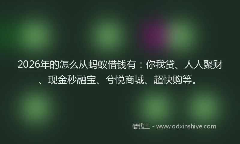 2026年的怎么从蚂蚁借钱有:你我贷、人人聚财、现金秒融宝、兮悦商城、超快购等。