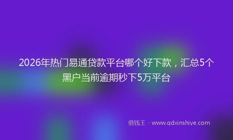 2026年热门易通贷款平台哪个好下款，汇总5个黑户当前逾期秒下5万平台