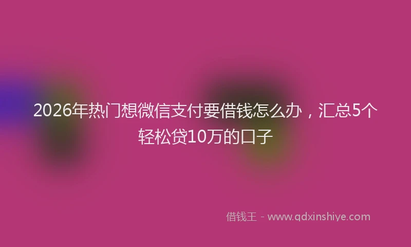 2026年热门想微信支付要借钱怎么办，汇总5个轻松贷10万的口子