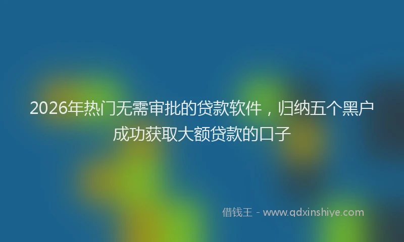 2026年热门无需审批的贷款软件，归纳五个黑户成功获取大额贷款的口子