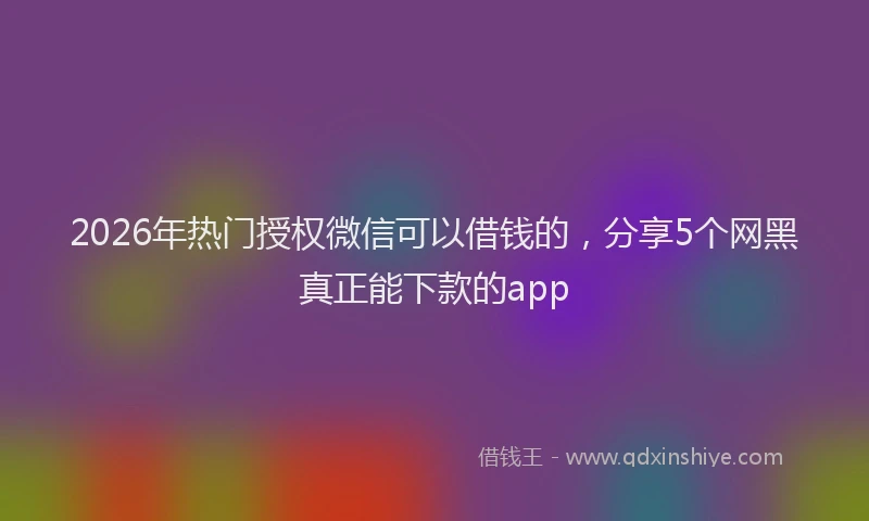 2026年热门授权微信可以借钱的，分享5个网黑真正能下款的app
