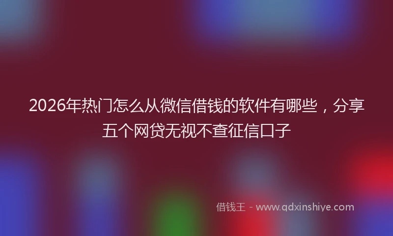 2026年热门怎么从微信借钱的软件有哪些，分享五个网贷无视不查征信口子