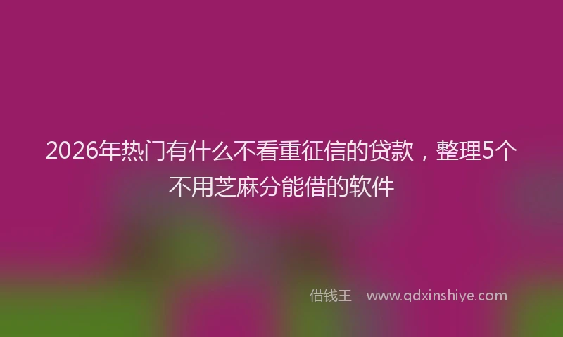 2026年热门有什么不看重征信的贷款，整理5个不用芝麻分能借的软件