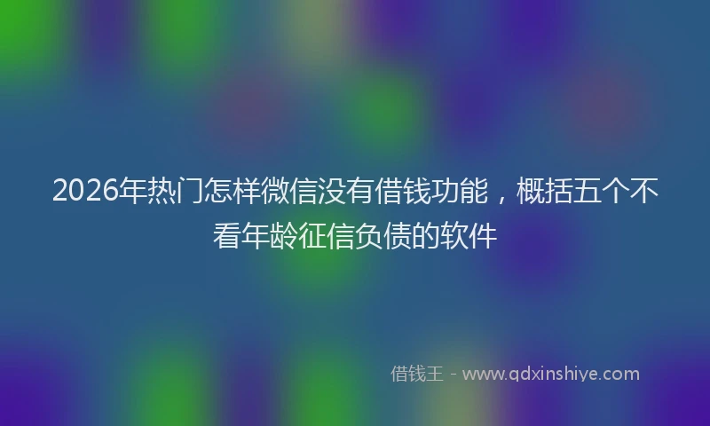 2026年热门怎样微信没有借钱功能，概括五个不看年龄征信负债的软件