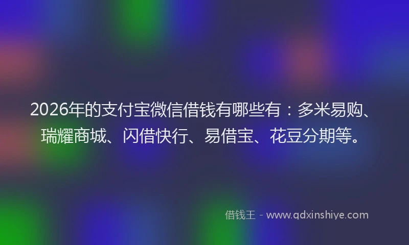2026年的支付宝微信借钱有哪些有：多米易购、瑞耀商城、闪借快行、易借宝、花豆分期等。