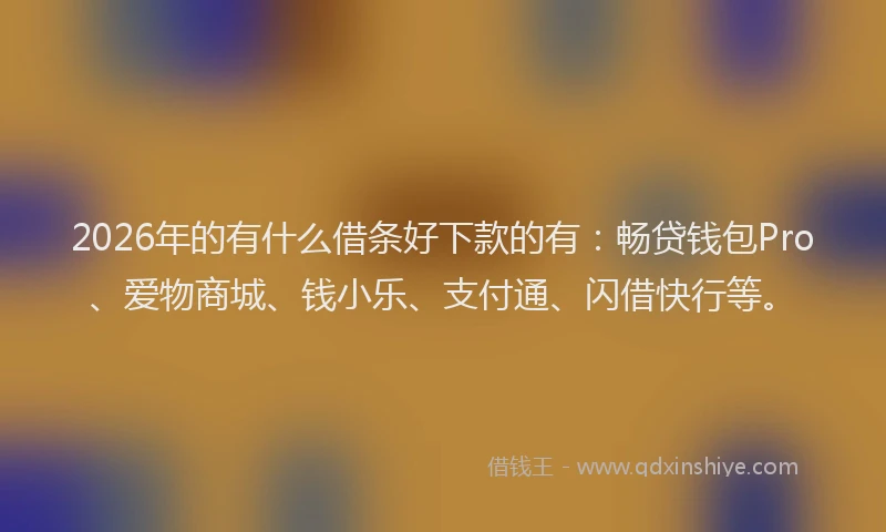 2026年的有什么借条好下款的有：畅贷钱包Pro、爱物商城、钱小乐、支付通、闪借快行等。