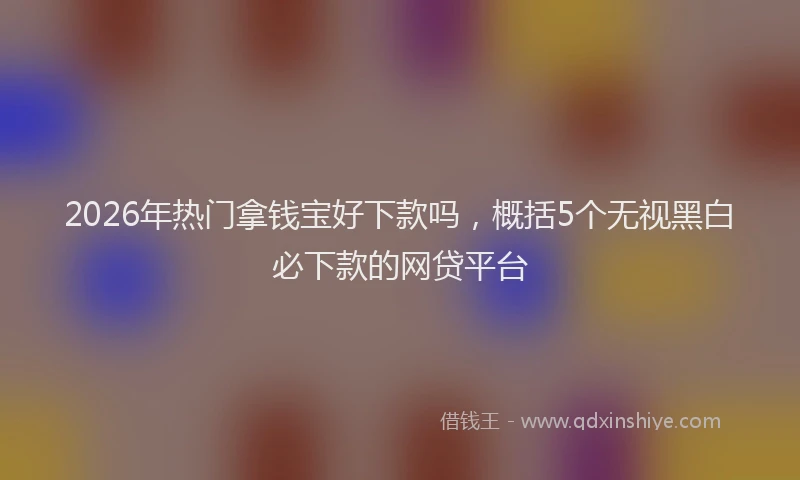 2026年热门拿钱宝好下款吗，概括5个无视黑白必下款的网贷平台