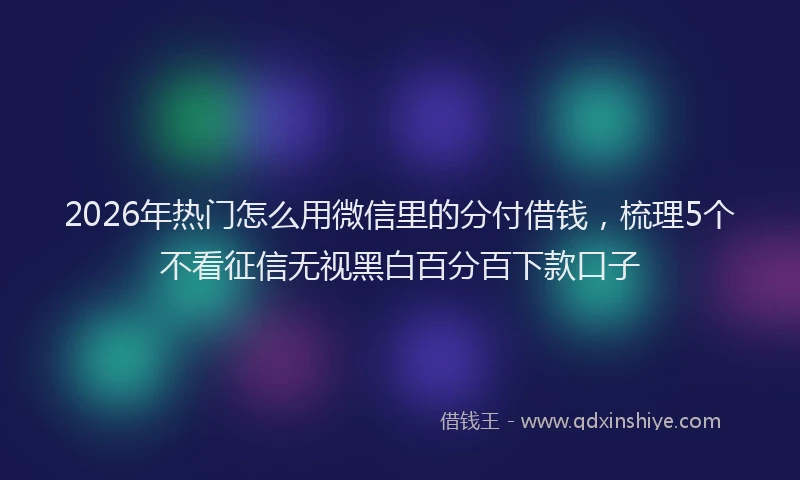 2026年热门怎么用微信里的分付借钱，梳理5个不看征信无视黑白百分百下款口子