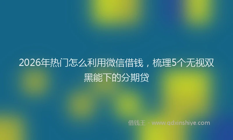 2026年热门怎么利用微信借钱,梳理5个无视双黑能下的分期贷