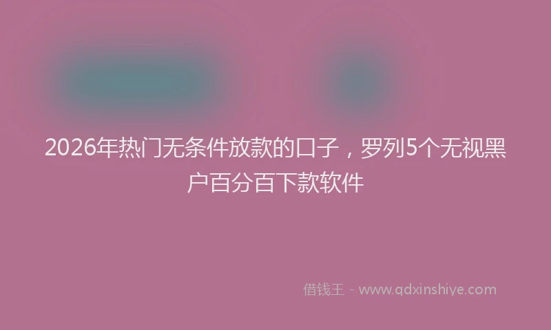 2026年热门无条件放款的口子，罗列5个无视黑户百分百下款软件