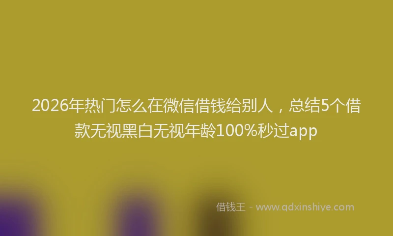 2026年热门怎么在微信借钱给别人，总结5个借款无视黑白无视年龄100%秒过app