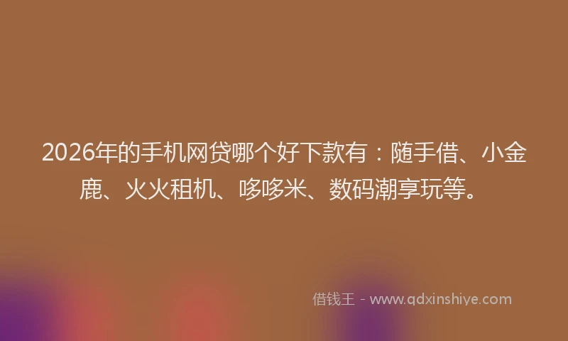 2026年的手机网贷哪个好下款有:随手借、小金鹿、火火租机、哆哆米、数码潮享玩等。