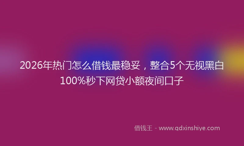 2026年热门怎么借钱最稳妥，整合5个无视黑白100%秒下网贷小额夜间口子
