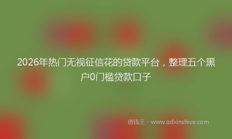 2026年热门无视征信花的贷款平台，整理五个黑户0门槛贷款口子