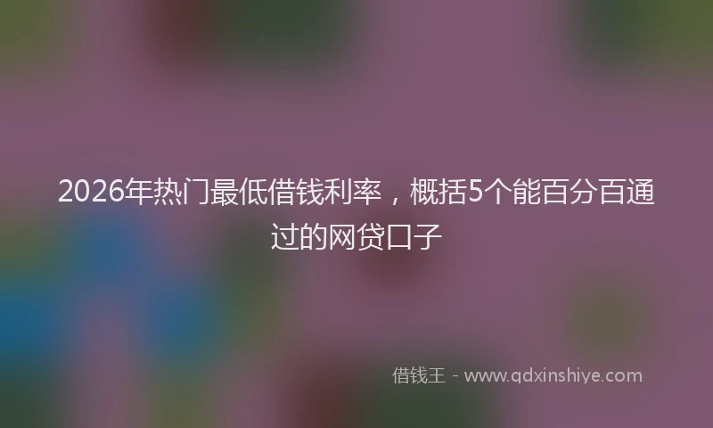 2026年热门最低借钱利率，概括5个能百分百通过的网贷口子