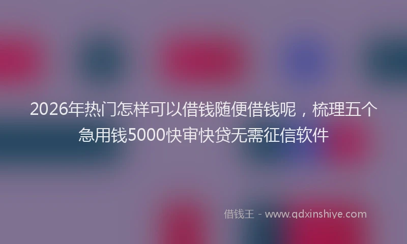2026年热门怎样可以借钱随便借钱呢，梳理五个急用钱5000快审快贷无需征信软件