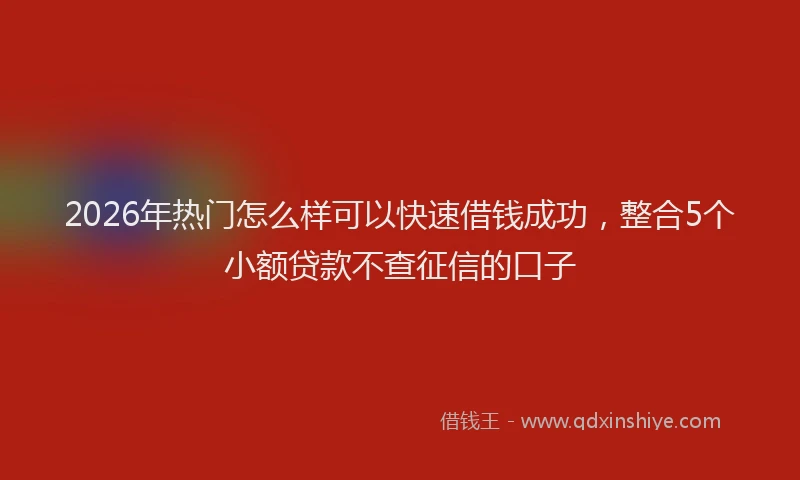 2026年热门怎么样可以快速借钱成功,整合5个小额贷款不查征信的口子