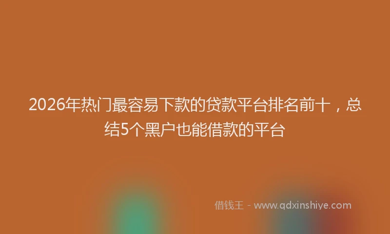 2026年热门最容易下款的贷款平台排名前十，总结5个黑户也能借款的平台