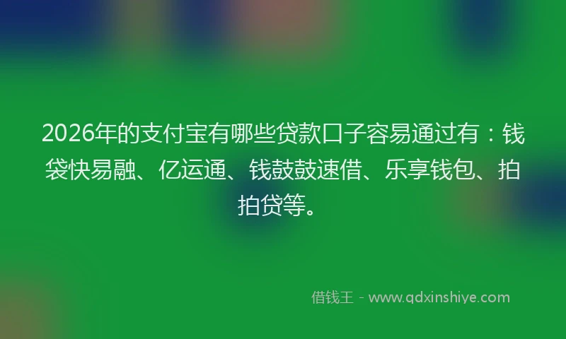 2026年的支付宝有哪些贷款口子容易通过有：钱袋快易融、亿运通、钱鼓鼓速借、乐享钱包、拍拍贷等。