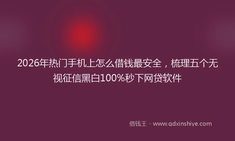 2026年热门手机上怎么借钱最安全，梳理五个无视征信黑白100%秒下网贷软件