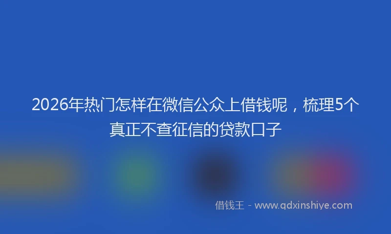 2026年热门怎样在微信公众上借钱呢，梳理5个真正不查征信的贷款口子