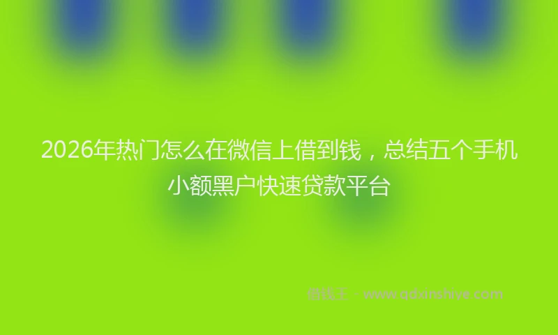 2026年热门怎么在微信上借到钱，总结五个手机小额黑户快速贷款平台