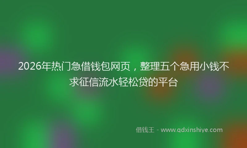 2026年热门急借钱包网页，整理五个急用小钱不求征信流水轻松贷的平台