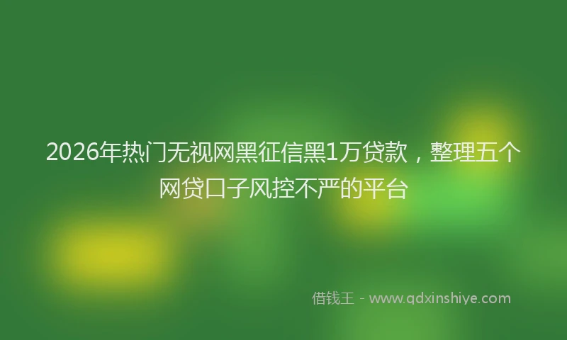 2026年热门无视网黑征信黑1万贷款，整理五个网贷口子风控不严的平台