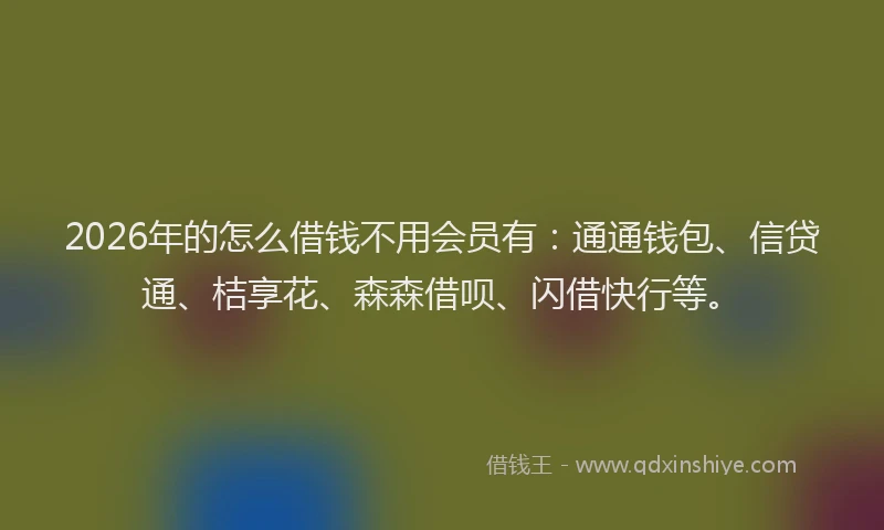 2026年的怎么借钱不用会员有:通通钱包、信贷通、桔享花、森森借呗、闪借快行等。