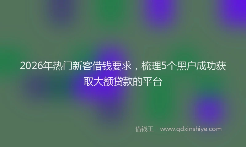 2026年热门新客借钱要求，梳理5个黑户成功获取大额贷款的平台