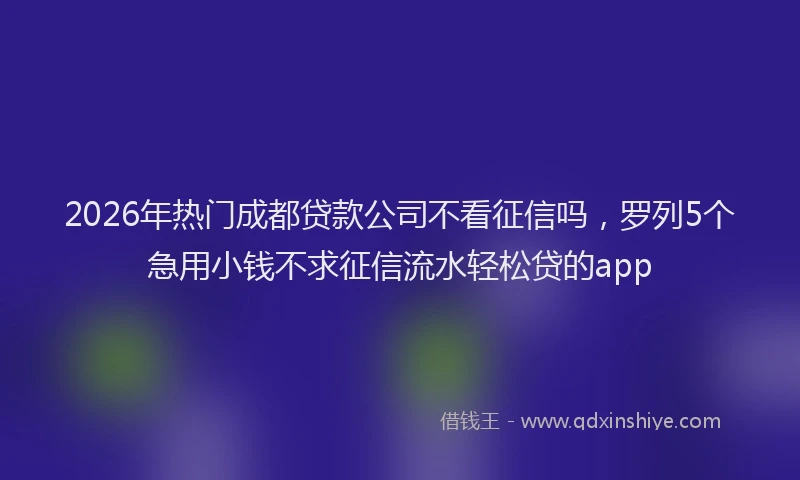 2026年热门成都贷款公司不看征信吗,罗列5个急用小钱不求征信流水轻松贷的app