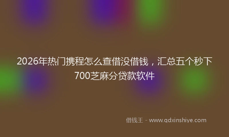 2026年热门携程怎么查借没借钱，汇总五个秒下700芝麻分贷款软件