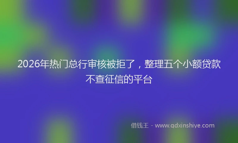 2026年热门总行审核被拒了，整理五个小额贷款不查征信的平台