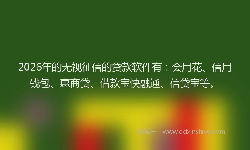 2026年的无视征信的贷款软件有：会用花、信用钱包、惠商贷、借款宝快融通、信贷宝等。