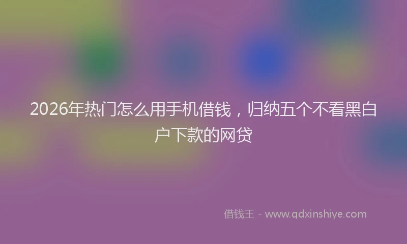2026年热门怎么用手机借钱，归纳五个不看黑白户下款的网贷