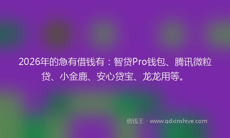 2026年的急有借钱有：智贷Pro钱包、腾讯微粒贷、小金鹿、安心贷宝、龙龙用等。