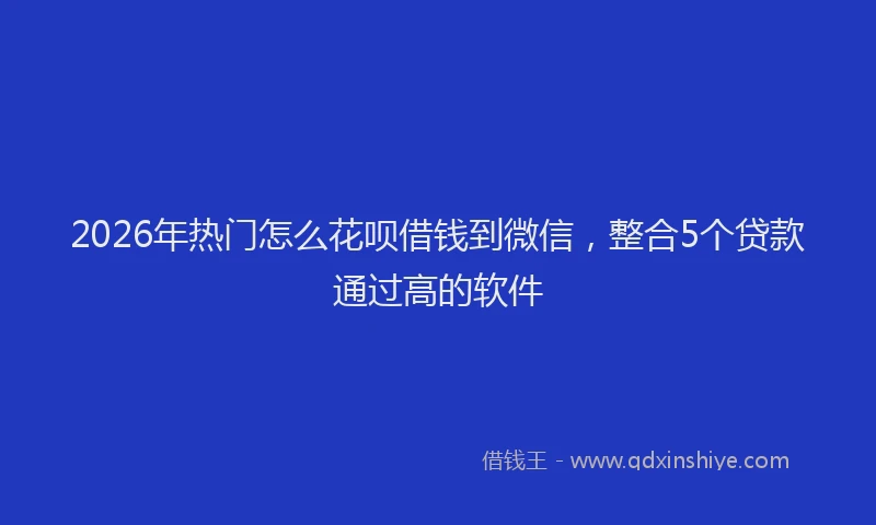 2026年热门怎么花呗借钱到微信，整合5个贷款通过高的软件