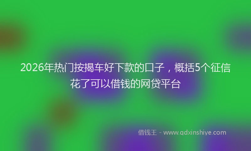 2026年热门按揭车好下款的口子，概括5个征信花了可以借钱的网贷平台