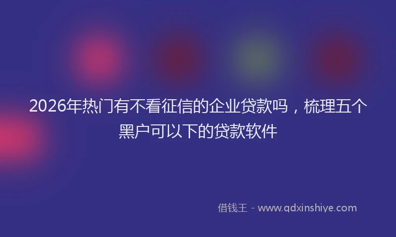 2026年热门有不看征信的企业贷款吗，梳理五个黑户可以下的贷款软件