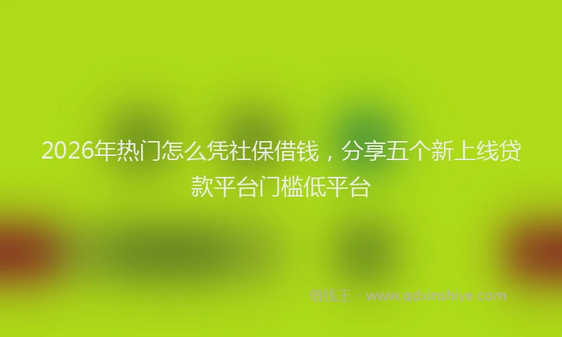 2026年热门怎么凭社保借钱，分享五个新上线贷款平台门槛低平台