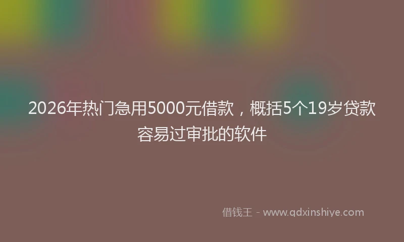2026年热门急用5000元借款，概括5个19岁贷款容易过审批的软件