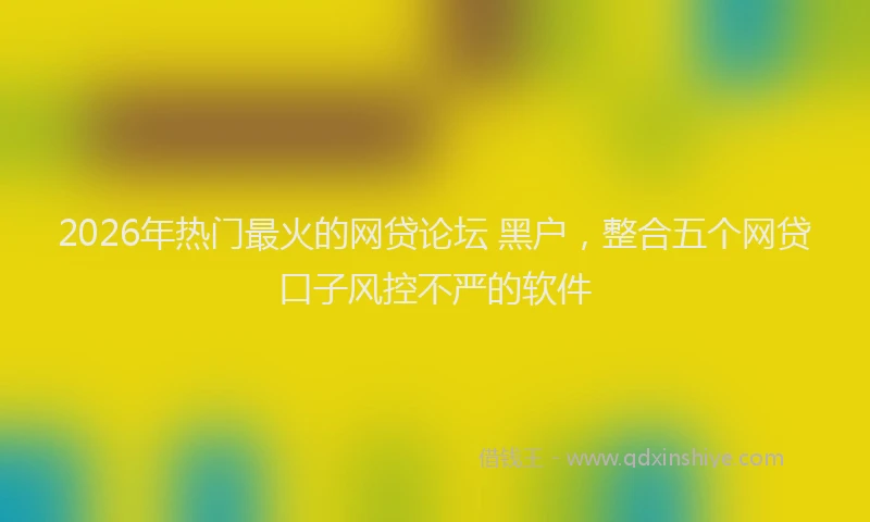 2026年热门最火的网贷论坛 黑户，整合五个网贷口子风控不严的软件