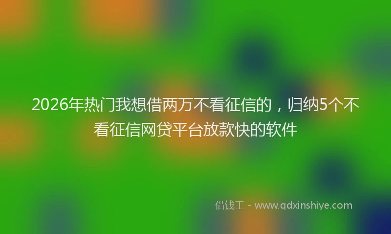 2026年热门我想借两万不看征信的,归纳5个不看征信网贷平台放款快的软件