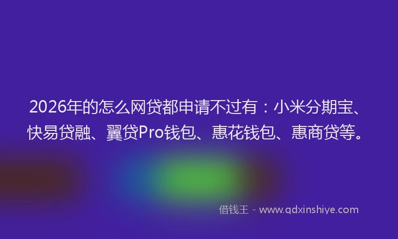 2026年的怎么网贷都申请不过有：小米分期宝、快易贷融、翼贷Pro钱包、惠花钱包、惠商贷等。